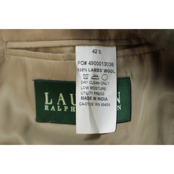 Lauren Ralph Lauren Blazer Mens Size 42S Plaid 100% Lamb's Wool 2 Button Notch - Picture 6 of 10